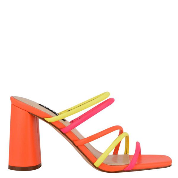 Nine West Girlie Block Heel Multicolor Slides | South Africa 31U51-5E73